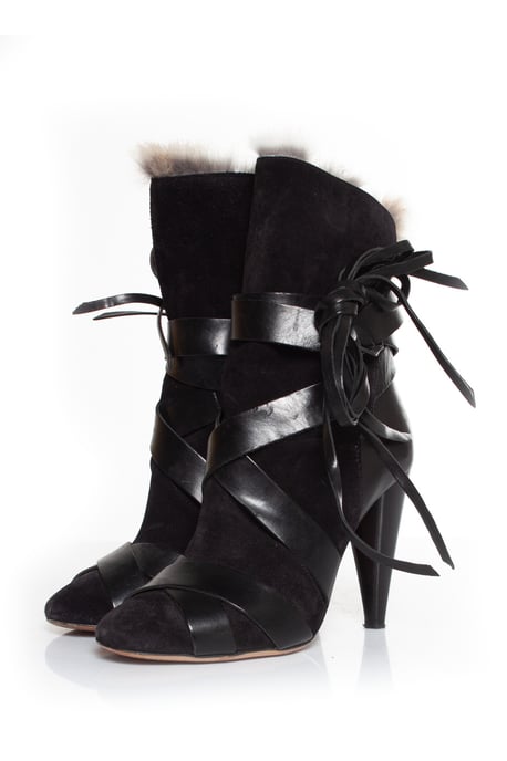 Isabel Marant Neta ankelboots i kaninpäls - Image 1