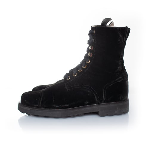 Chanel Velvet combat lace up boots - Image 2