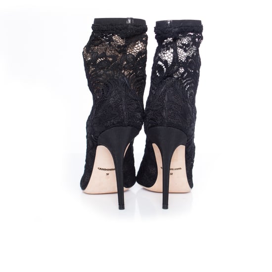 Dolce & Gabbana stretchiga ankelboots i spets. - Image 5