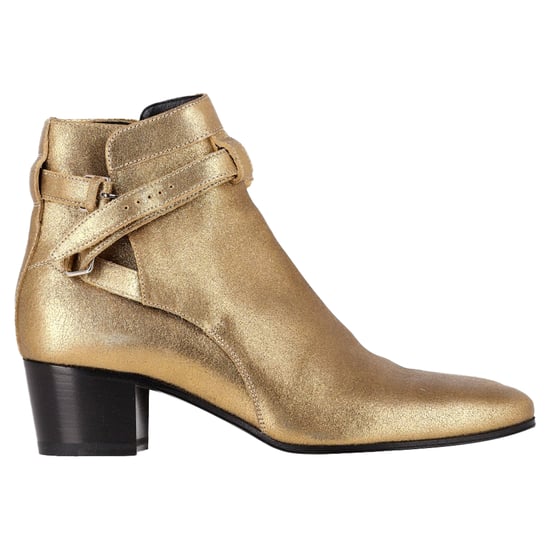 Saint Laurent Wyatt 40 Jodhpur Ankle Boots in Gold Leather - Image 1