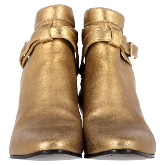 Saint Laurent Wyatt 40 Jodhpur Ankle Boots in Gold Leather - Image 3