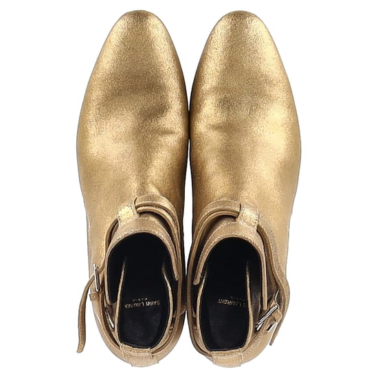 Saint Laurent Wyatt 40 Jodhpur Ankle Boots in Gold Leather - Image 4