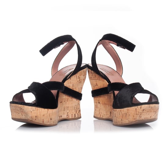 Alaia Cork wedge met zwart fluweel - Image 3