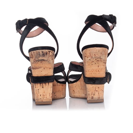 Alaia Cork wedge met zwart fluweel - Image 5