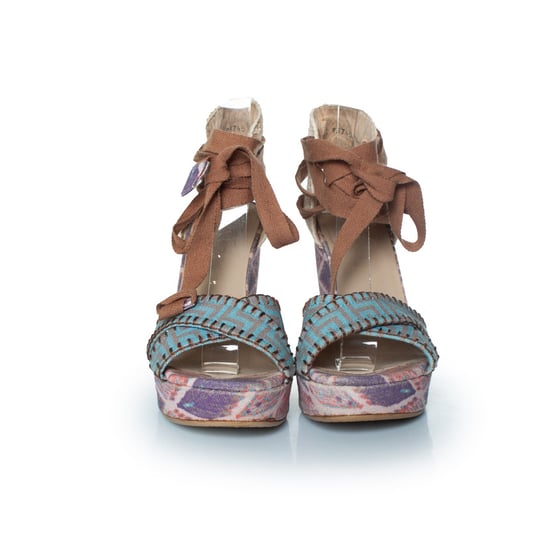 Stuart Weitzman etnisch bedrukte sandalen met sleehak - Image 4