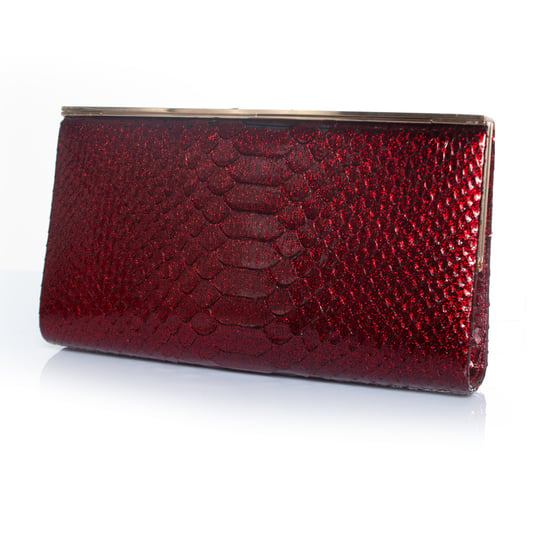 Jimmy Choo python leather clutch in metallic red - Image 2