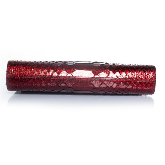 Jimmy Choo python leather clutch in metallic red - Image 4