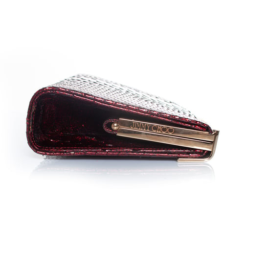 Jimmy Choo python leather clutch in metallic red - Image 5