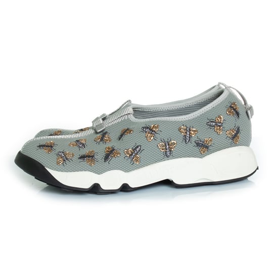 Dior grijze mesh fusion sneakers met bijenmotief - Image 2
