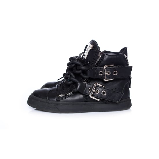 Giuseppe Zanotti svarta höga sneakers i läder med dubbel kedja. - Image 2