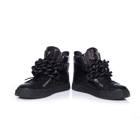 Giuseppe Zanotti svarta höga sneakers i läder med dubbel kedja. - Image 3