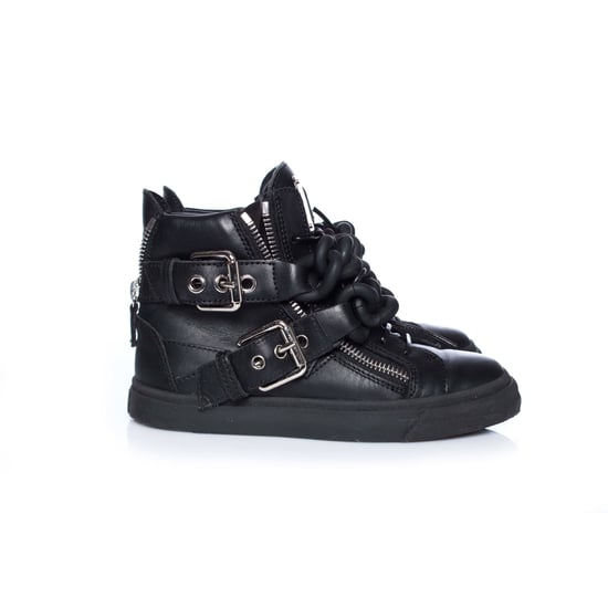 Giuseppe Zanotti svarta höga sneakers i läder med dubbel kedja. - Image 4