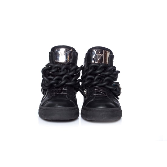 Giuseppe Zanotti svarta höga sneakers i läder med dubbel kedja. - Image 5