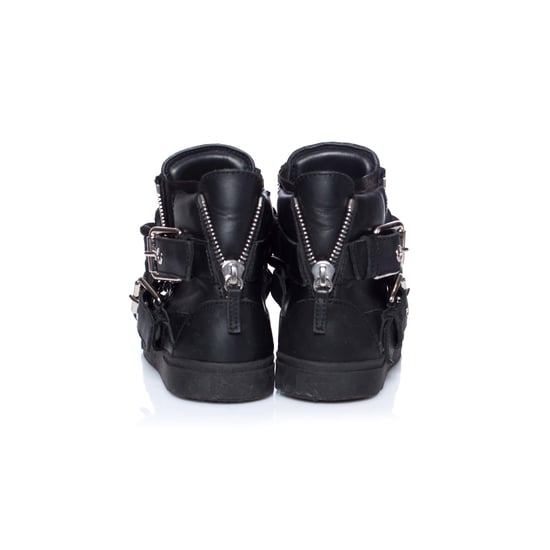 Giuseppe Zanotti svarta höga sneakers i läder med dubbel kedja. - Image 6
