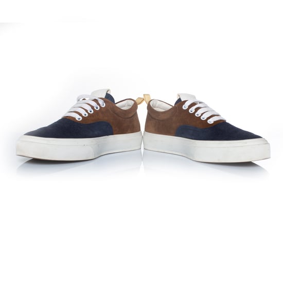 Gesloten suède sneakers in bruin en blauw - Image 6
