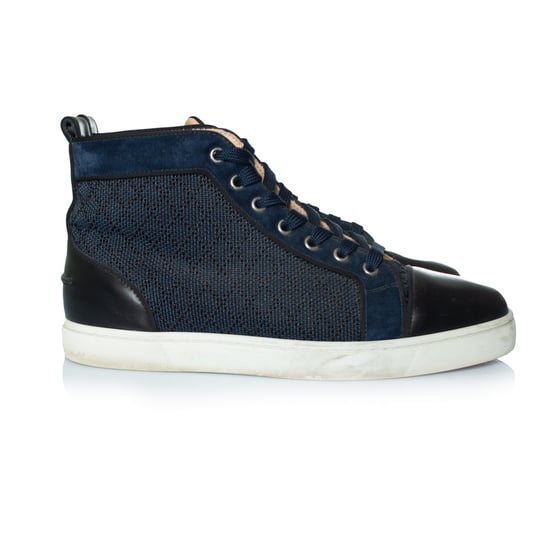 Christian Louboutin blauwe geweven hoge sneakers - Image 4