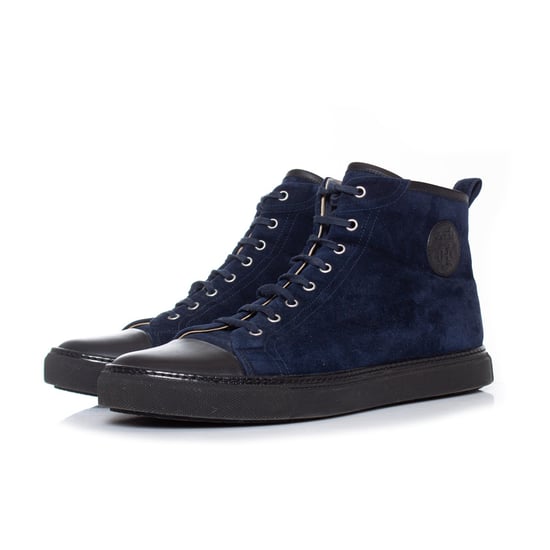 Hermes Blue suede high top sneakers - Image 1
