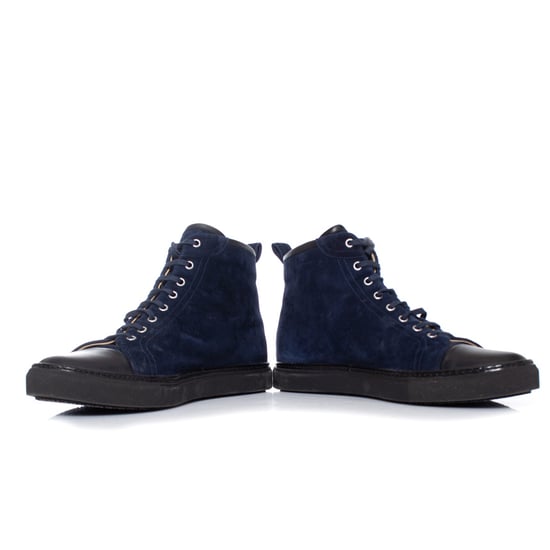 Hermes Blue suede high top sneakers - Image 4