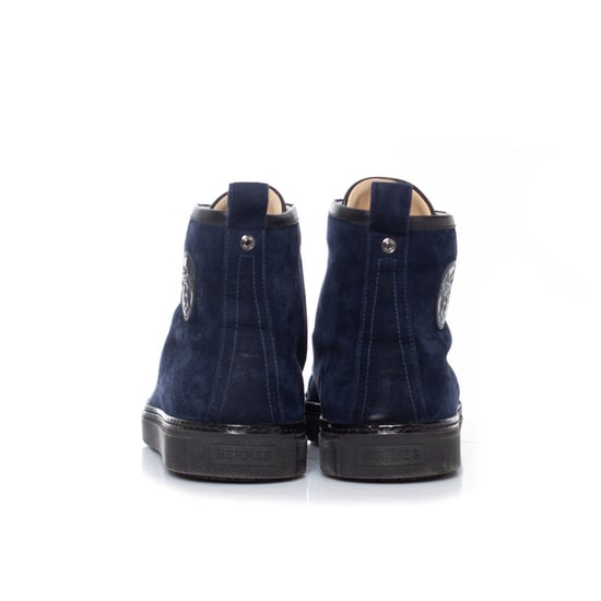 Hermes Blue suede high top sneakers - Image 6
