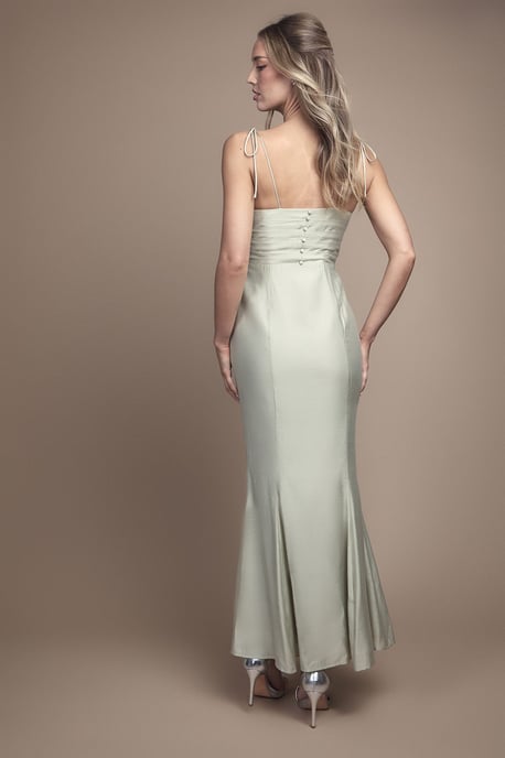 Satin Strappy Cowl Neck Bridesmaid Dress - Image 3