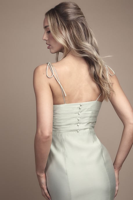 Satin Strappy Cowl Neck Bridesmaid Dress - Image 4