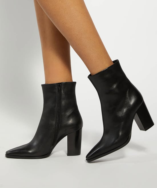 Dune Ladies Patently - Chisel Toe High Block Heel Ankle Boots - Image 3