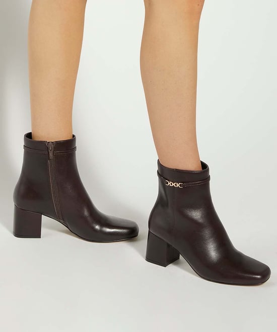 Dune Ladies Oaklee - Leather Block Heel Ankle Boots - Image 3