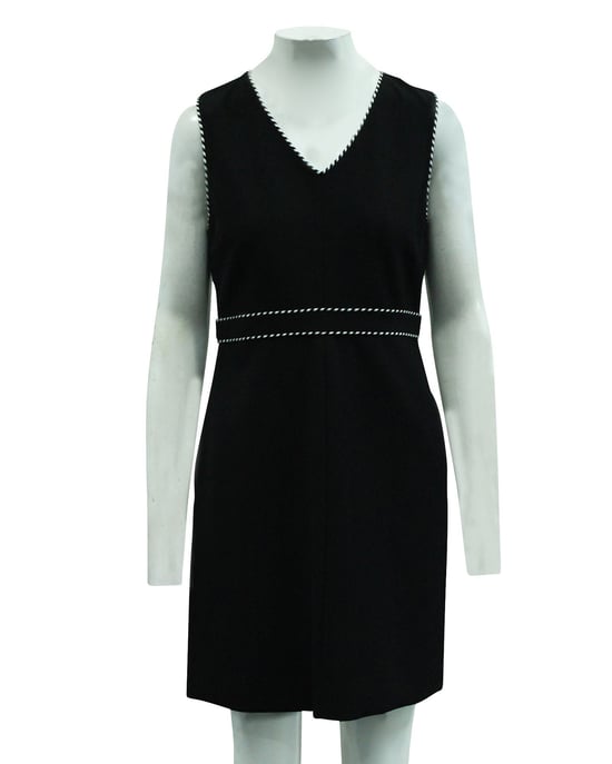 Black Dress with V-neck Detail - Image 2