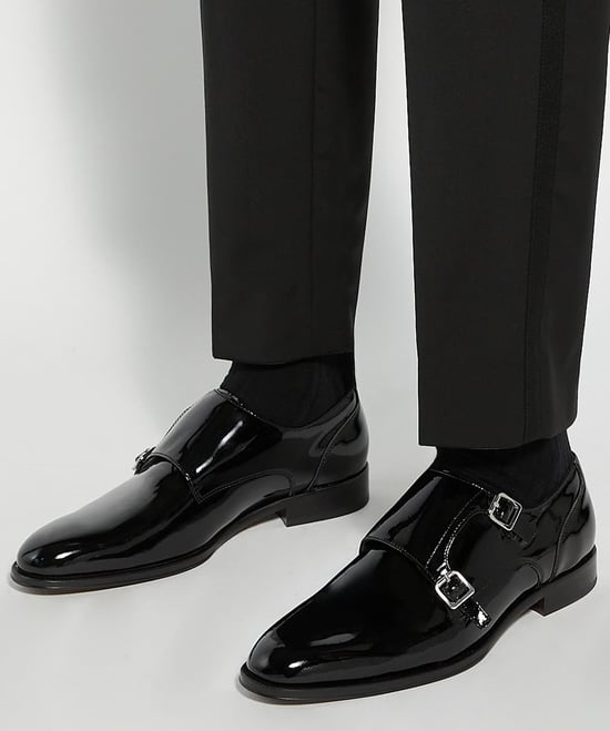 Dune Mens Sono - Patent Double Strap Monk Shoes - Image 3