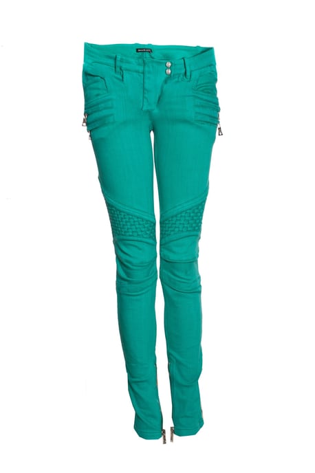 Balmain Biker jeans in green. - Image 1