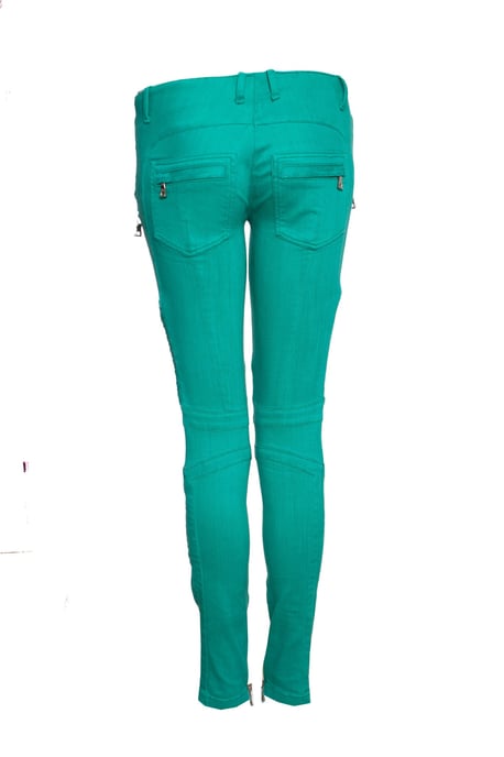 Balmain Biker jeans in green. - Image 2