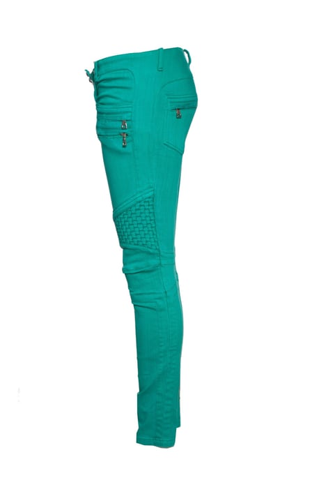 Balmain Biker jeans in green. - Image 3