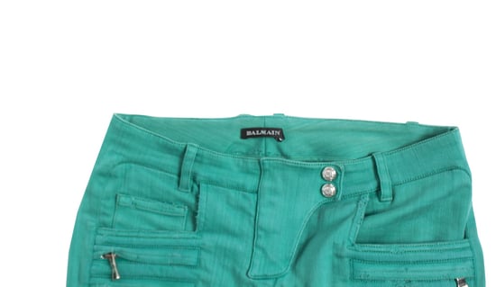 Balmain Biker jeans in green. - Image 5