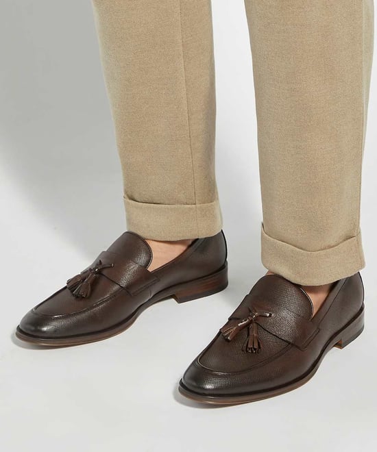 Dune Mens Showman - Leather Textured Tassel Formal Shoes - Image 3