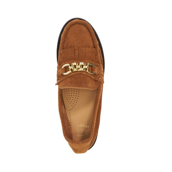 Dune Ladies Granules - Leather Gold Chain Trim Fringed Loafer - Image 4