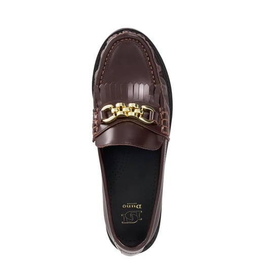 Dune Ladies Granules - Leather Gold Chain Trim Fringed Loafer - Image 4
