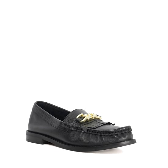 Dune Ladies Granules - Leather Gold Chain Trim Fringed Loafer - Image 1