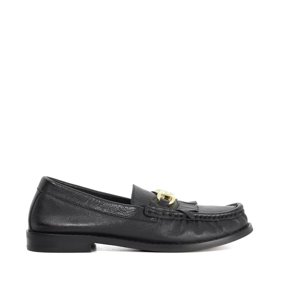 Dune Ladies Granules - Leather Gold Chain Trim Fringed Loafer - Image 2
