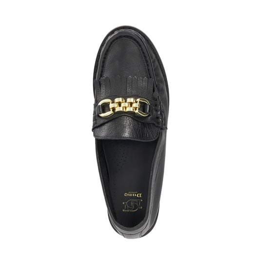 Dune Ladies Granules - Leather Gold Chain Trim Fringed Loafer - Image 4