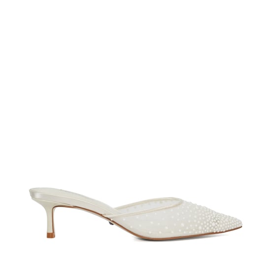 Dune Ladies Cuddling - Sea Pearl Embellished Kitten Heel Wedding Mules - Image 2