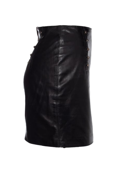 Gianni Versace läderkjol med medusa-nålar - Image 3