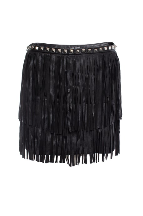Philipp Plein minikjol med läderfransar - Image 1