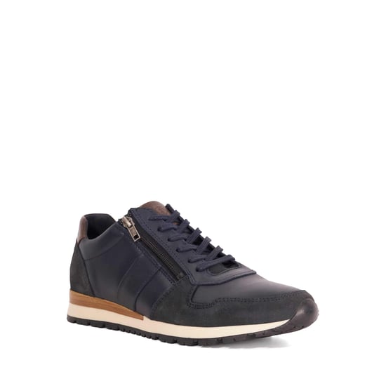 Dune Mens Thame - Zip Up Leather Trainers - Image 1