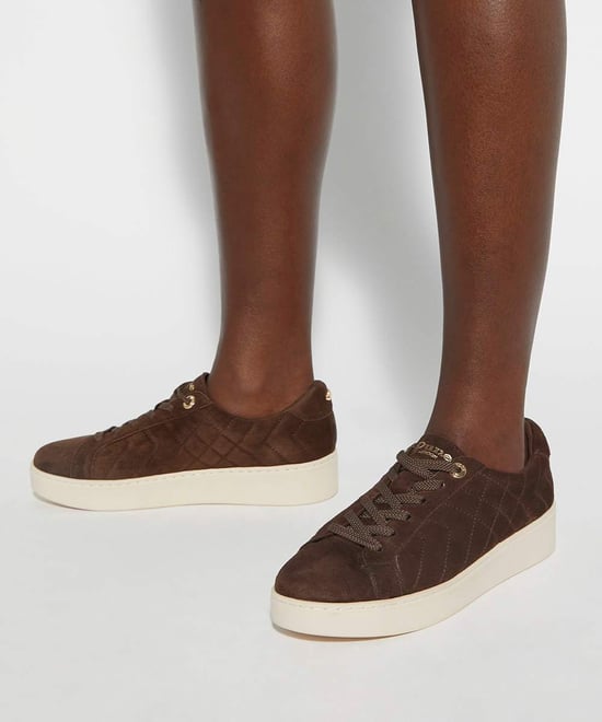 Dune Ladies Egent - Quilted Platform Sole Lace-Up Trainers - Image 3