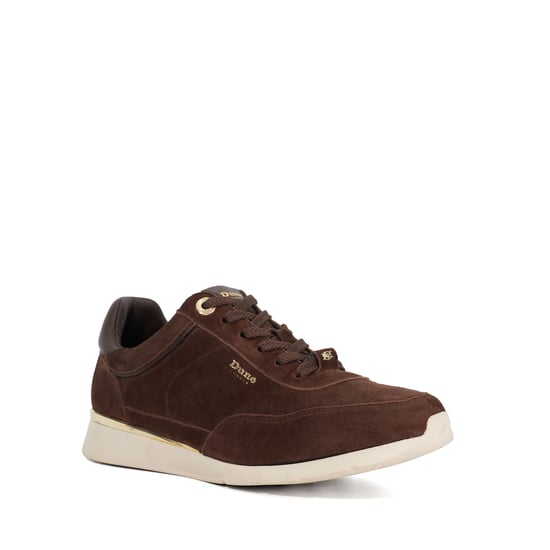 Dune Ladies Entitle - Brown Leather Lace Up Runner Trainers - Image 1