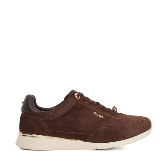 Dune Ladies Entitle - Brown Leather Lace Up Runner Trainers - Image 2