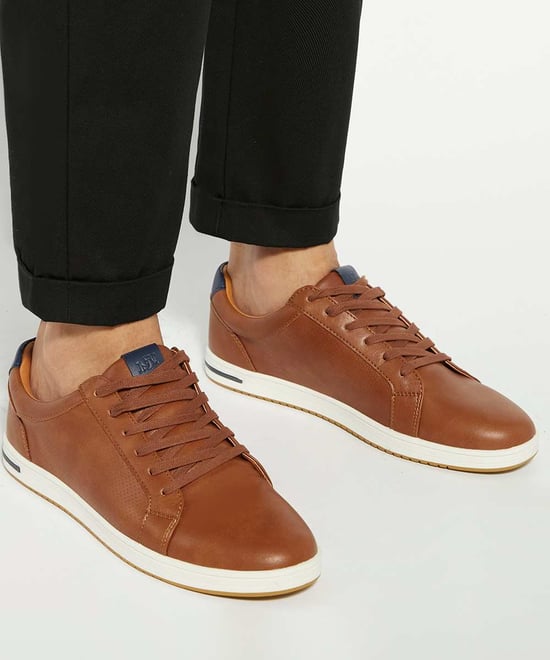 Dune Mens Tezzy - Perforated Lace-Up Trainers - Image 3