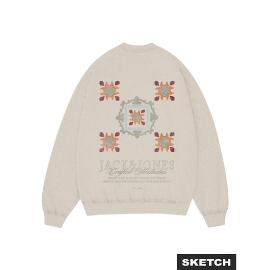 Jack & Jones Jorbleecker aop box sweat crew neck off-white - Image 2