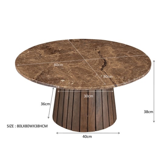 Livingfurn salontafel emperador 80cm marmer / hout - Image 4