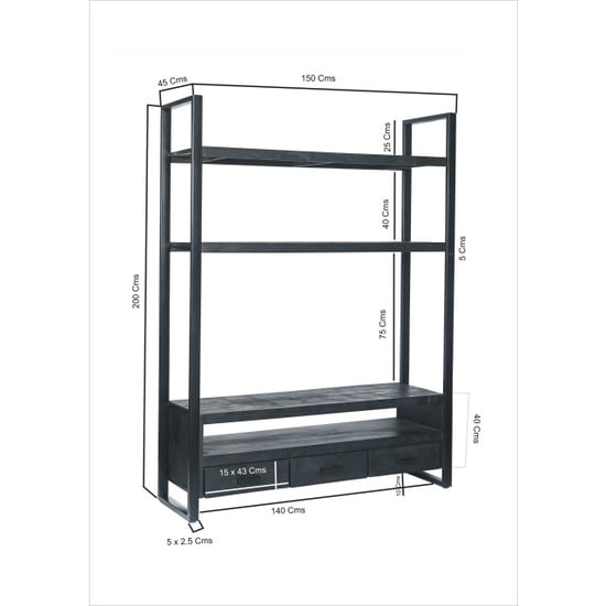 Livingfurn tv meubel norris high 200x150x45 cm mangohout / gecoat staal - Image 6